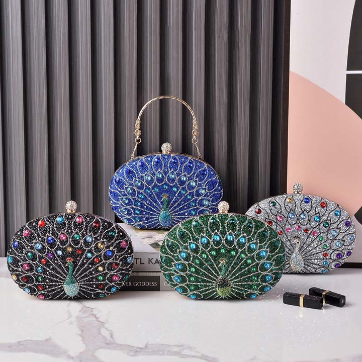 Luxus Pfau Strass Kupplung Geldbörsen Abend Tasche Hochzeit Formale Handtasche