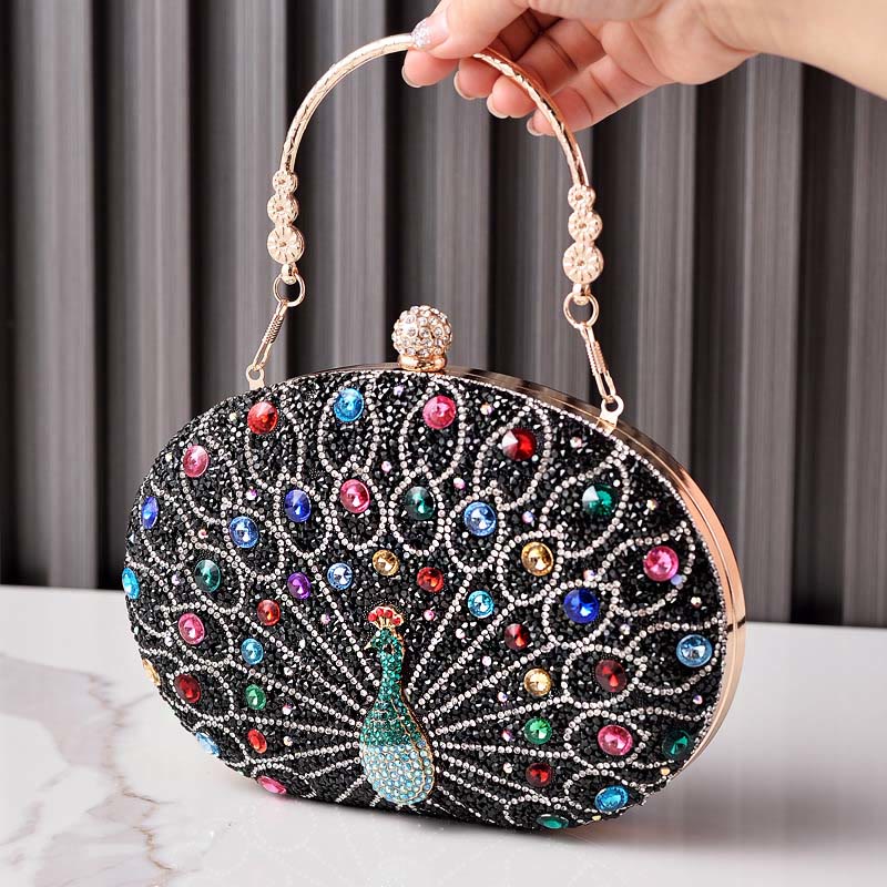 Luxus Pfau Strass Kupplung Geldbörsen Abend Tasche Hochzeit Formale Handtasche