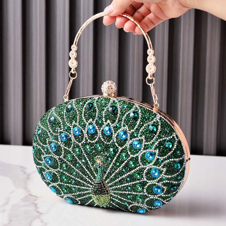 Luxus Pfau Strass Kupplung Geldbörsen Abend Tasche Hochzeit Formale Handtasche