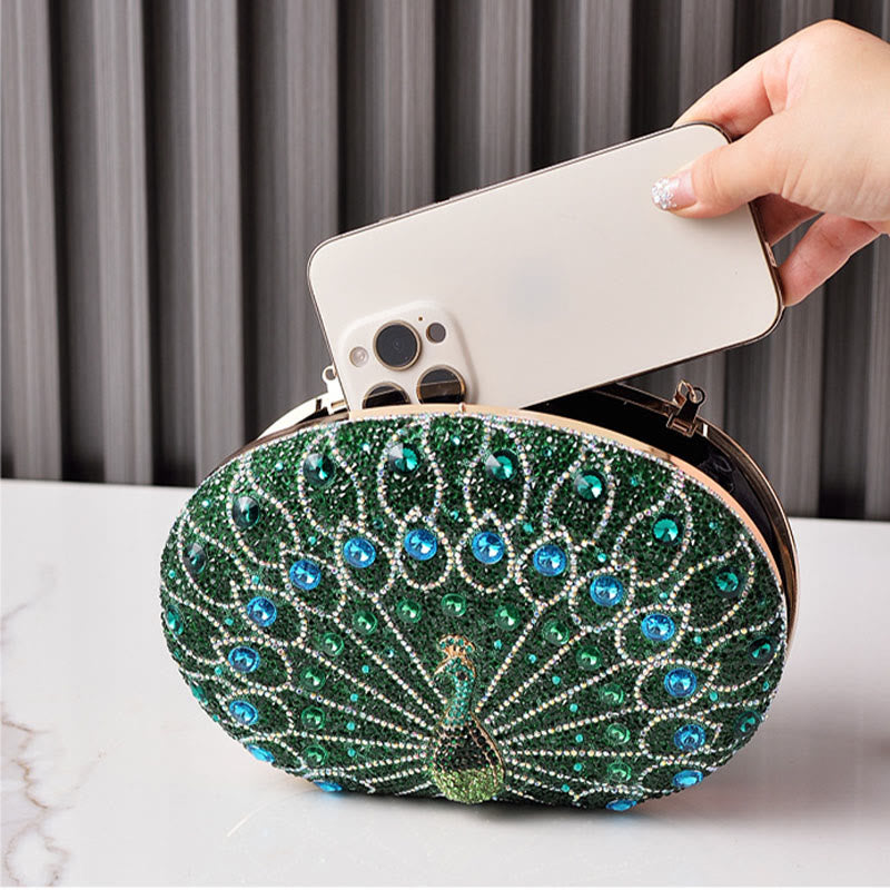 Luxus Pfau Strass Kupplung Geldbörsen Abend Tasche Hochzeit Formale Handtasche