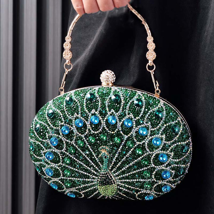 Luxus Pfau Strass Kupplung Geldbörsen Abend Tasche Hochzeit Formale Handtasche