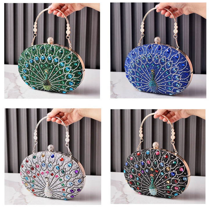 Luxus Pfau Strass Kupplung Geldbörsen Abend Tasche Hochzeit Formale Handtasche