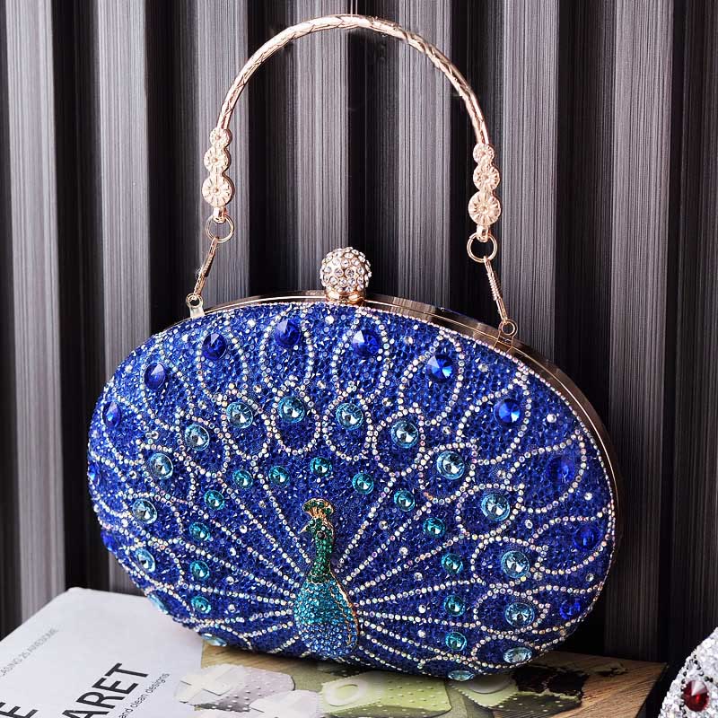 Luxus Pfau Strass Kupplung Geldbörsen Abend Tasche Hochzeit Formale Handtasche