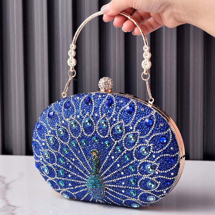 Luxus Pfau Strass Kupplung Geldbörsen Abend Tasche Hochzeit Formale Handtasche