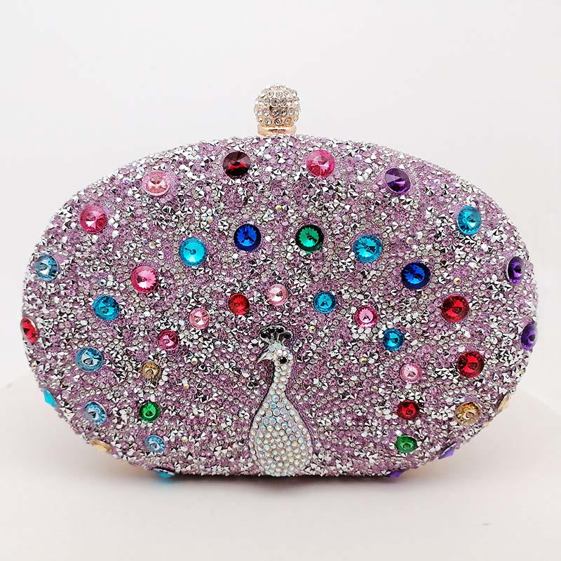 Luxus Pfau Strass Kupplung Geldbörsen Abend Tasche Hochzeit Formale Handtasche