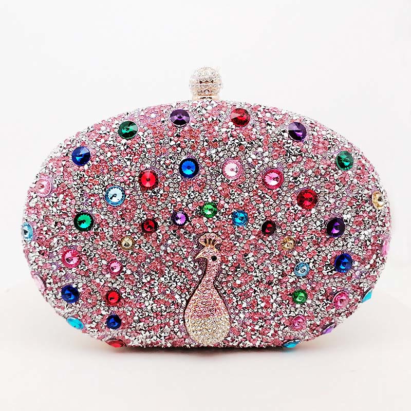 Luxus Pfau Strass Kupplung Geldbörsen Abend Tasche Hochzeit Formale Handtasche