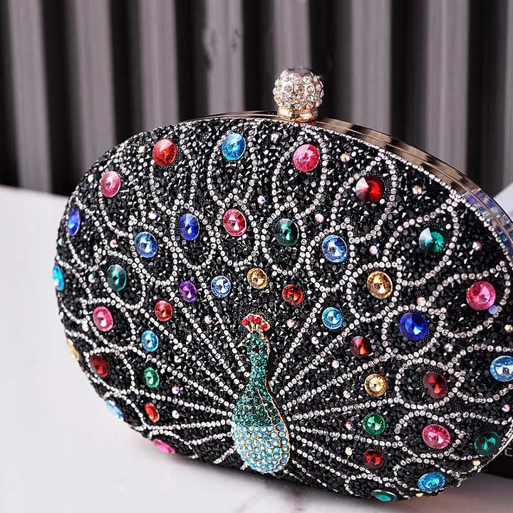 Luxus Pfau Strass Kupplung Geldbörsen Abend Tasche Hochzeit Formale Handtasche