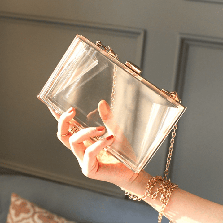 Klare rechteckige Acryl-Clutch-Geldbörse Party-Schultertasche Abendtasche