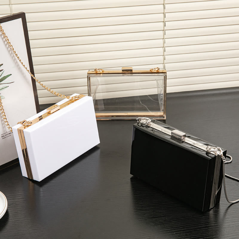 Klare rechteckige Acryl-Clutch-Geldbörse Party-Schultertasche Abendtasche