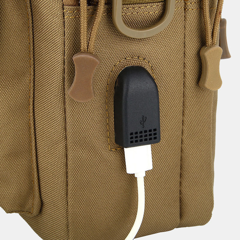 Taktische Outdoor-Umhängetasche mit mehreren Taschen und USB-Ladeanschluss