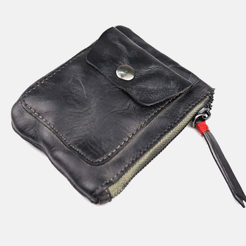 Retro-Geldbörse aus echtem Leder für Damen und Herren, Mini-Geldbörse