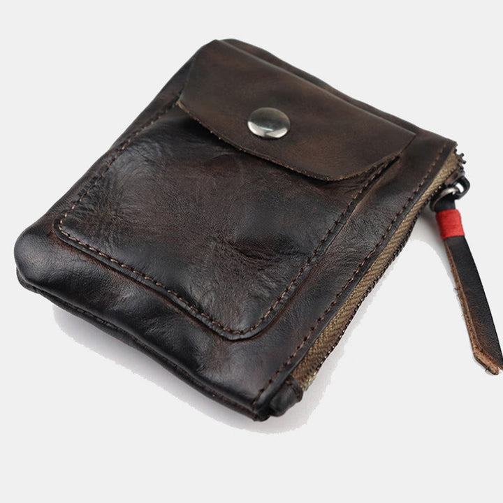 Retro-Geldbörse aus echtem Leder für Damen und Herren, Mini-Geldbörse