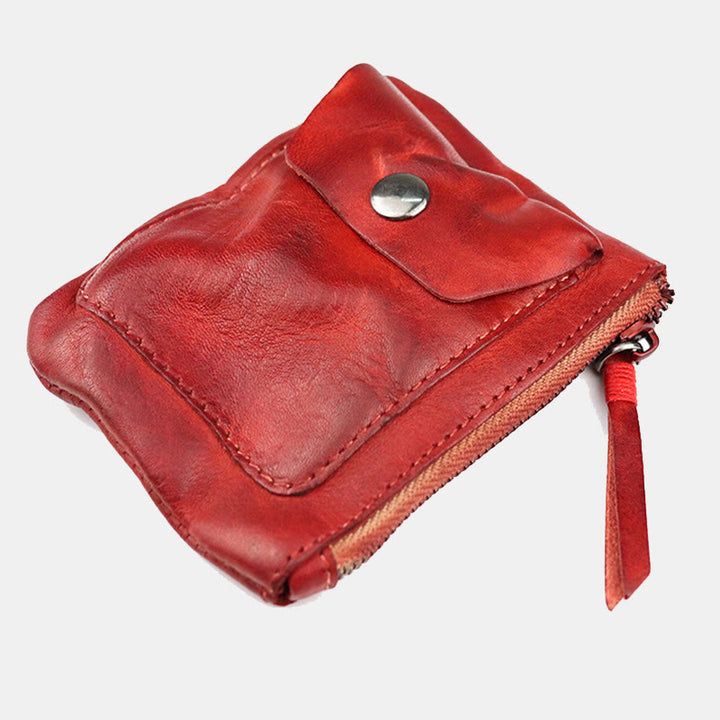 Retro-Geldbörse aus echtem Leder für Damen und Herren, Mini-Geldbörse