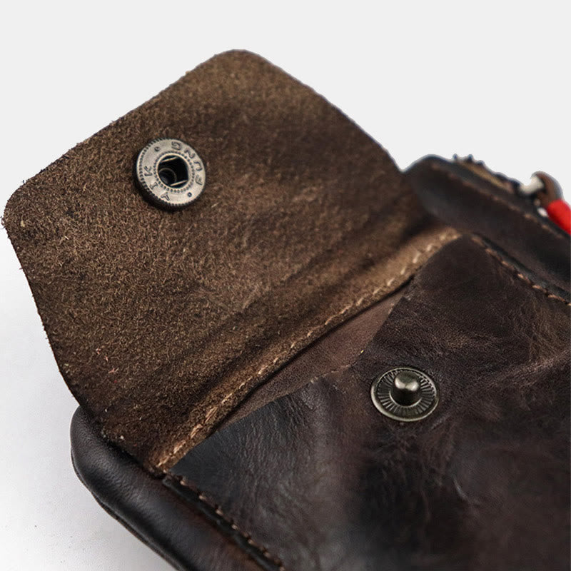 Retro-Geldbörse aus echtem Leder für Damen und Herren, Mini-Geldbörse