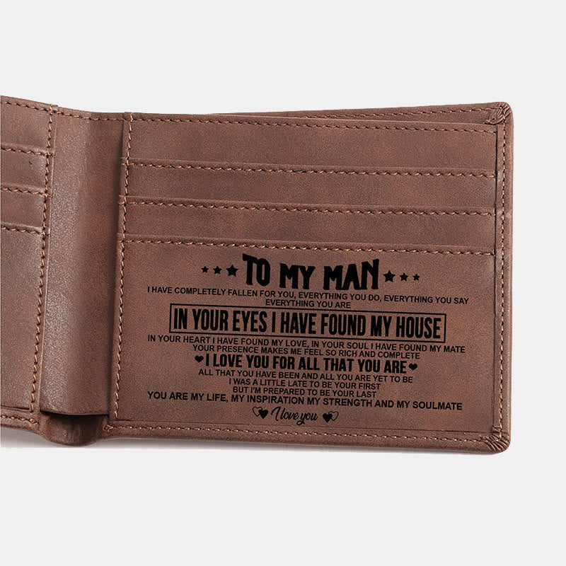 Gravierte Brieftasche aus veganem Leder, tolles Geschenk für Männer, Sohn, Ehemann, Enkel