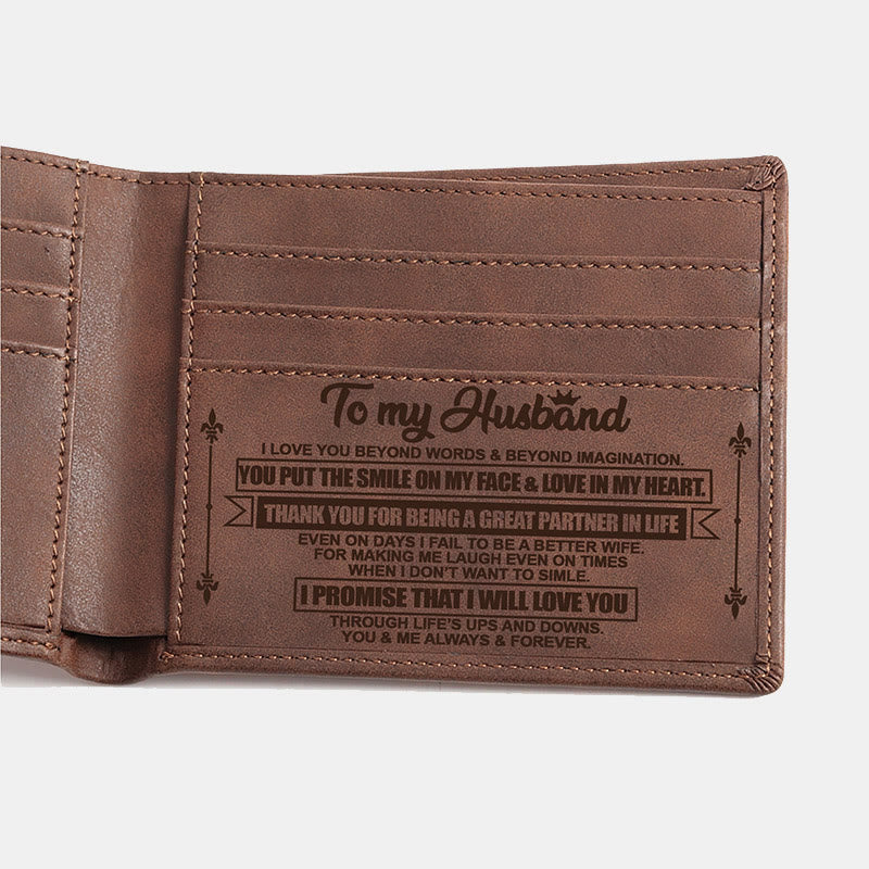 Gravierte Brieftasche aus veganem Leder, tolles Geschenk für Männer, Sohn, Ehemann, Enkel