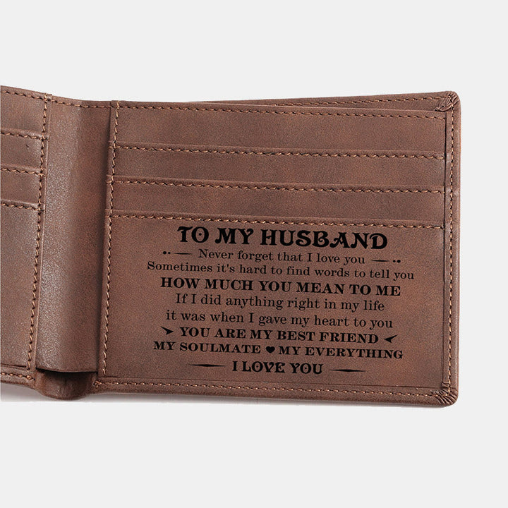 Gravierte Brieftasche aus veganem Leder, tolles Geschenk für Männer, Sohn, Ehemann, Enkel