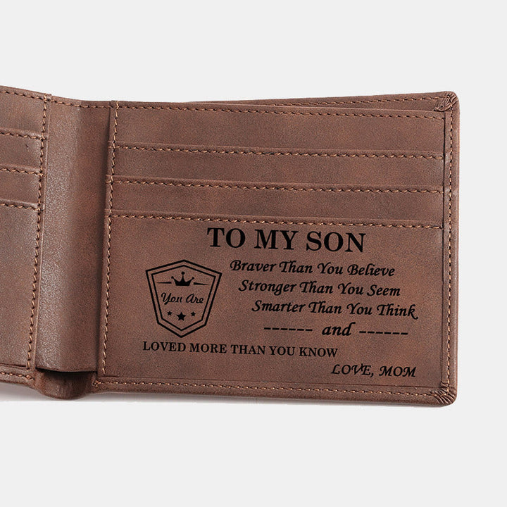 Gravierte Brieftasche aus veganem Leder, tolles Geschenk für Männer, Sohn, Ehemann, Enkel