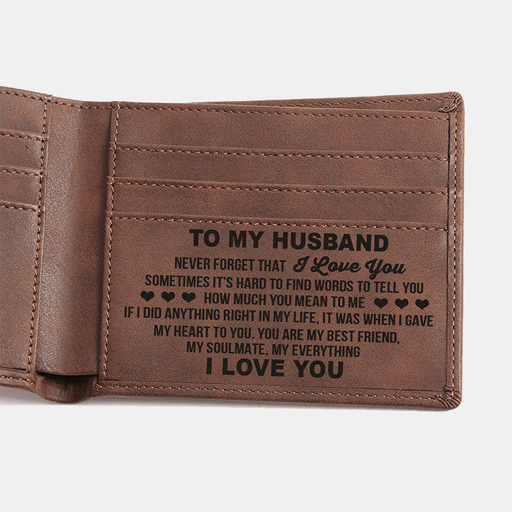 Gravierte Brieftasche aus veganem Leder, tolles Geschenk für Männer, Sohn, Ehemann, Enkel