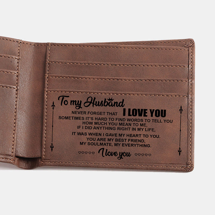 Gravierte Brieftasche aus veganem Leder, tolles Geschenk für Männer, Sohn, Ehemann, Enkel