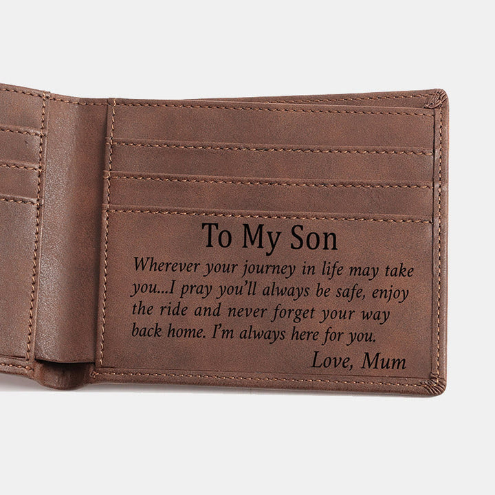 Gravierte Brieftasche aus veganem Leder, tolles Geschenk für Männer, Sohn, Ehemann, Enkel