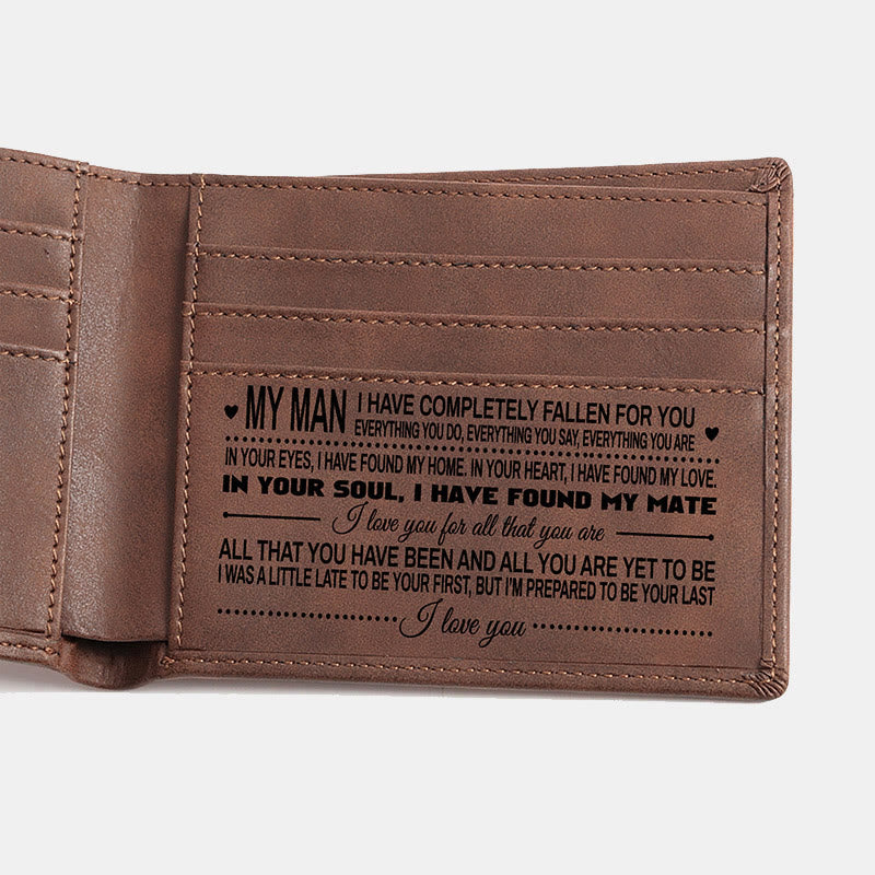 Gravierte Brieftasche aus veganem Leder, tolles Geschenk für Männer, Sohn, Ehemann, Enkel