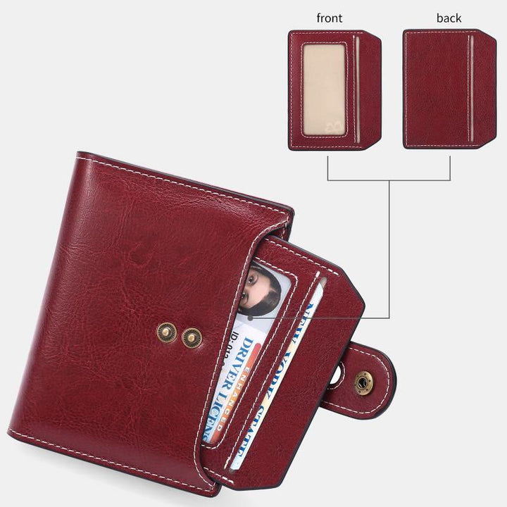 Kompakte Geldbörse für Damen aus echtem Leder mit RFID-Schutz
