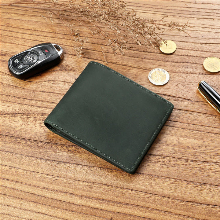 Lässige Bifold-Geldbörse aus echtem Leder im Vintage-Stil