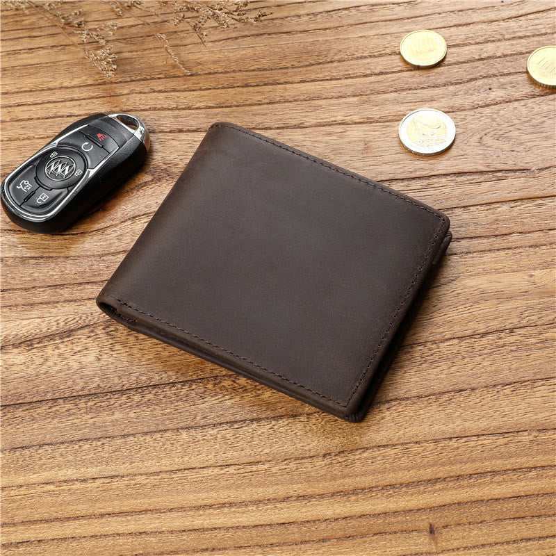 Lässige Bifold-Geldbörse aus echtem Leder im Vintage-Stil