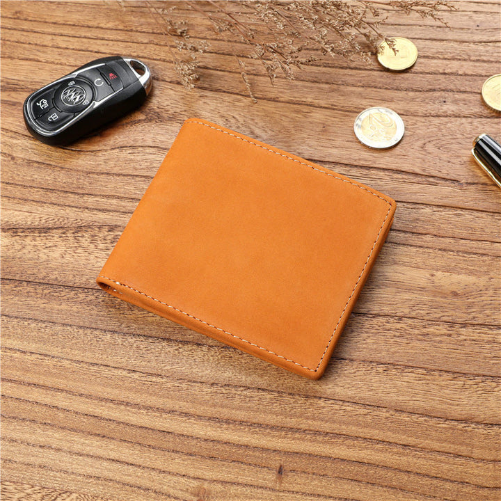 Lässige Bifold-Geldbörse aus echtem Leder im Vintage-Stil