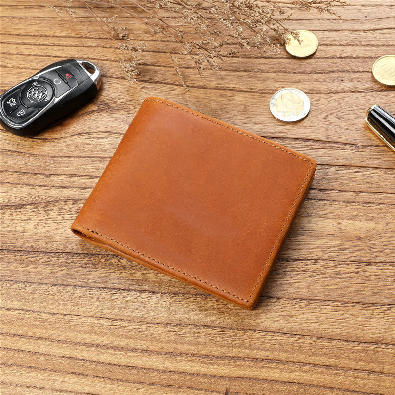 Lässige Bifold-Geldbörse aus echtem Leder im Vintage-Stil