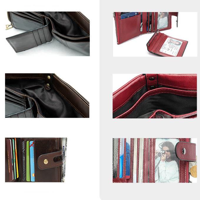 RFID-blockierender Kartenhalter aus echtem Leder