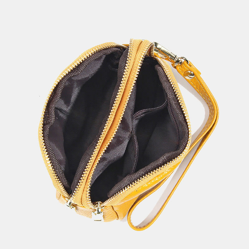 Kleine Geldbörse aus echtem Leder mit mehreren Taschen und Handschlaufe