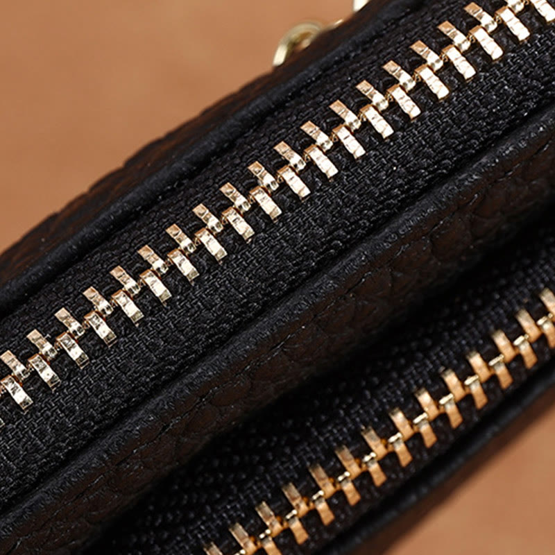 Geldbörse aus echtem Leder im Retro-Stil mit Bienenmotiv, Mini-Geldbörse mit Reißverschluss und Schlüsselanhänger
