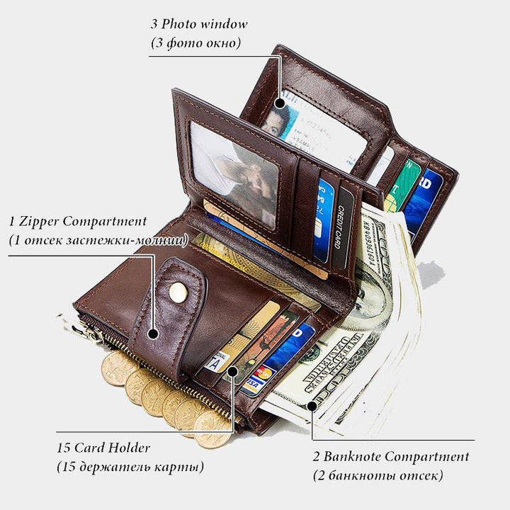 Intelligente Brieftasche Integriertes Bluetooth RFID-Blockierung Dreifach gefaltete Lederbrieftasche