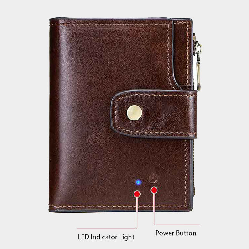 Intelligente Brieftasche Integriertes Bluetooth RFID-Blockierung Dreifach gefaltete Lederbrieftasche