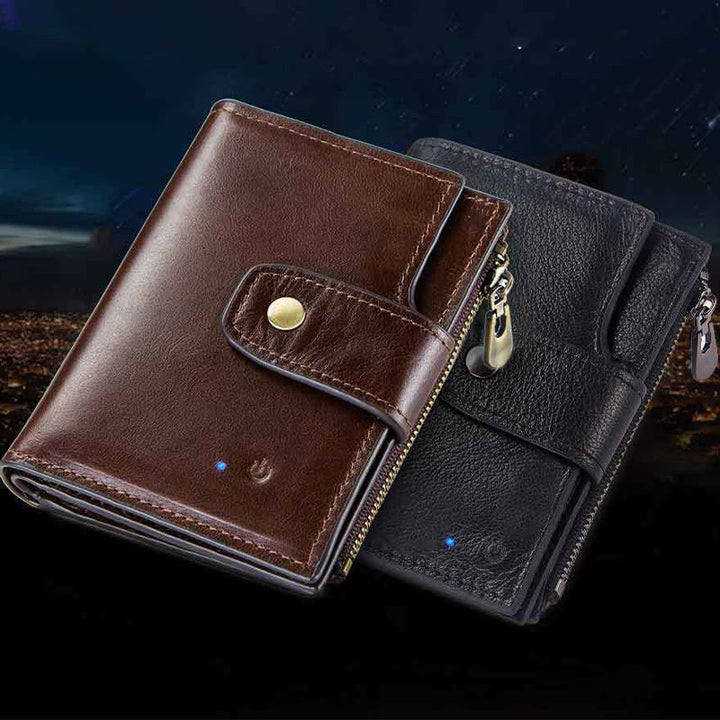 Intelligente Brieftasche Integriertes Bluetooth RFID-Blockierung Dreifach gefaltete Lederbrieftasche