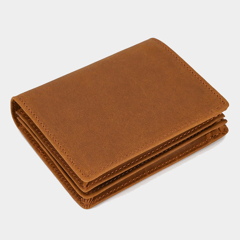 Retro-Geldbörse aus echtem Leder für Herren mit Reißverschlussfach