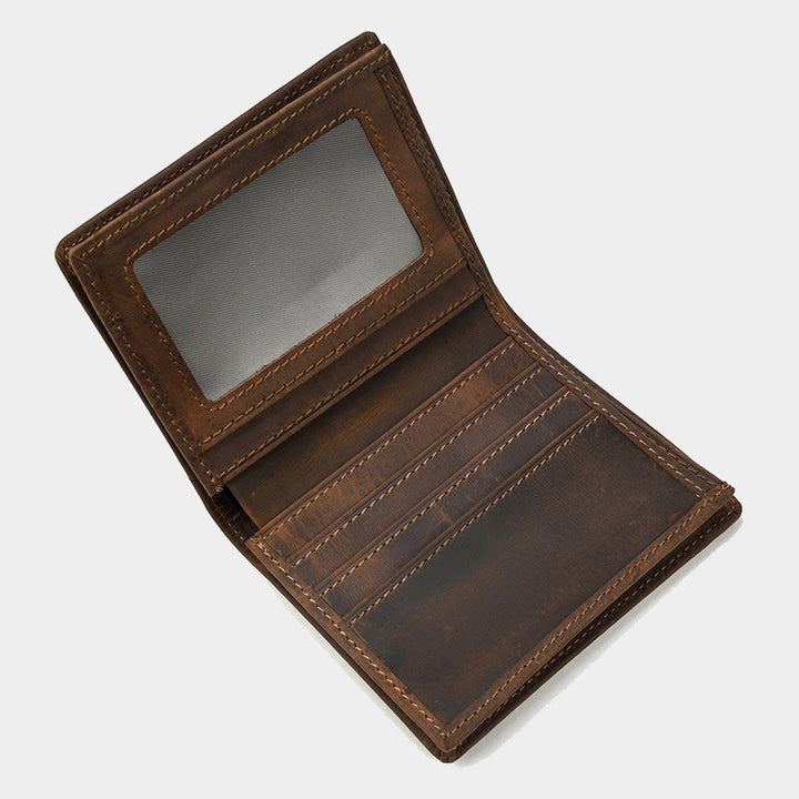 Retro-Geldbörse aus echtem Leder für Herren mit Reißverschlussfach