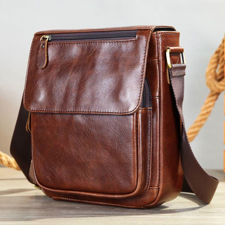 Herren Umhängetasche Echtes Leder Kleine Messenger Bag Crossbody Bag