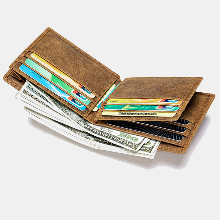 Schlanke dreifach gefaltete Geldbörse für Herren mit RFID-Blockierung und Ausweisfenster