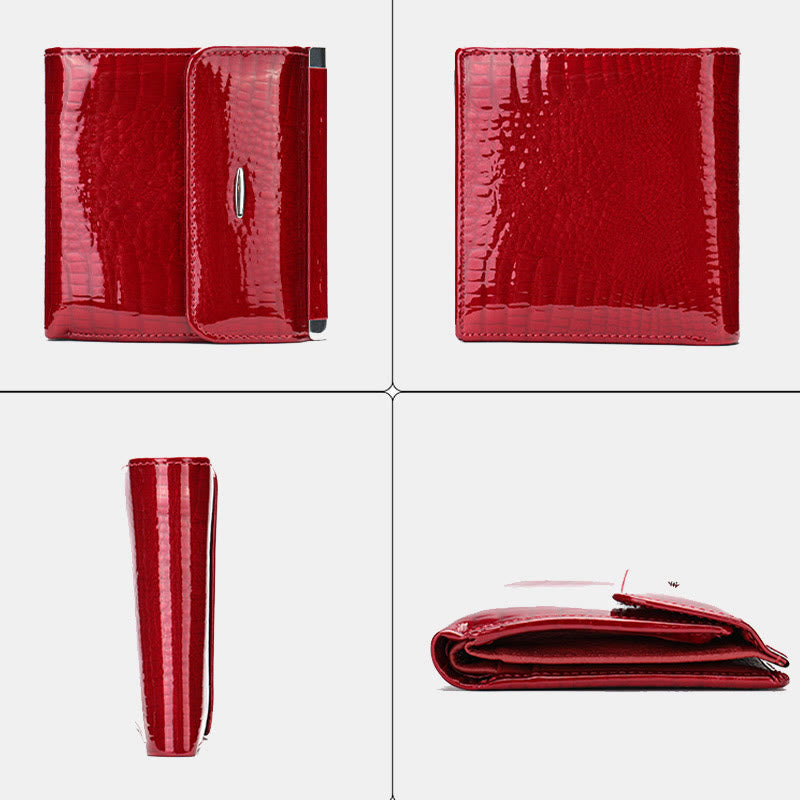 Elegante Damen Geldbörse aus Leder mit Krokodilmuster