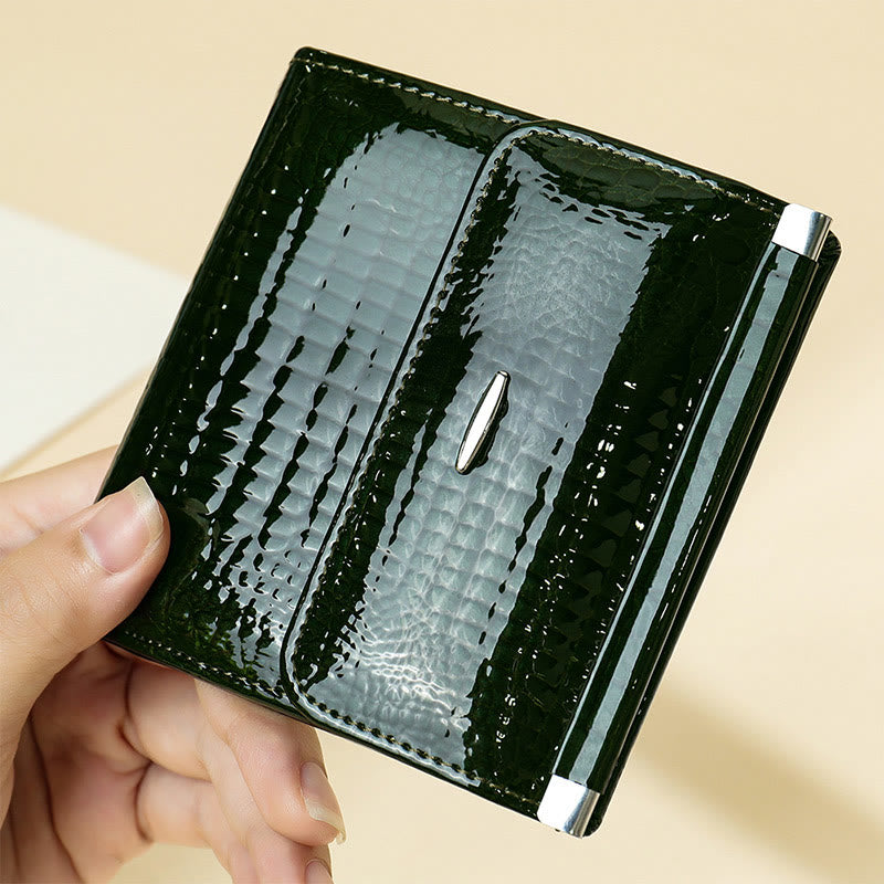Elegante Damen Geldbörse aus Leder mit Krokodilmuster