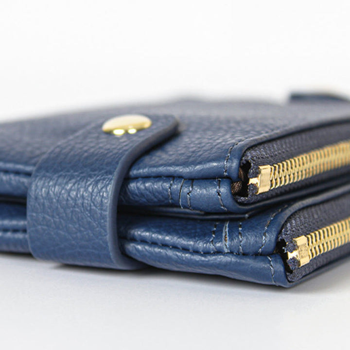 Damen-Geldbörse aus echtem Leder, zweifach faltbar, mehrere Fächer, Kartenhalter, Münzbörse