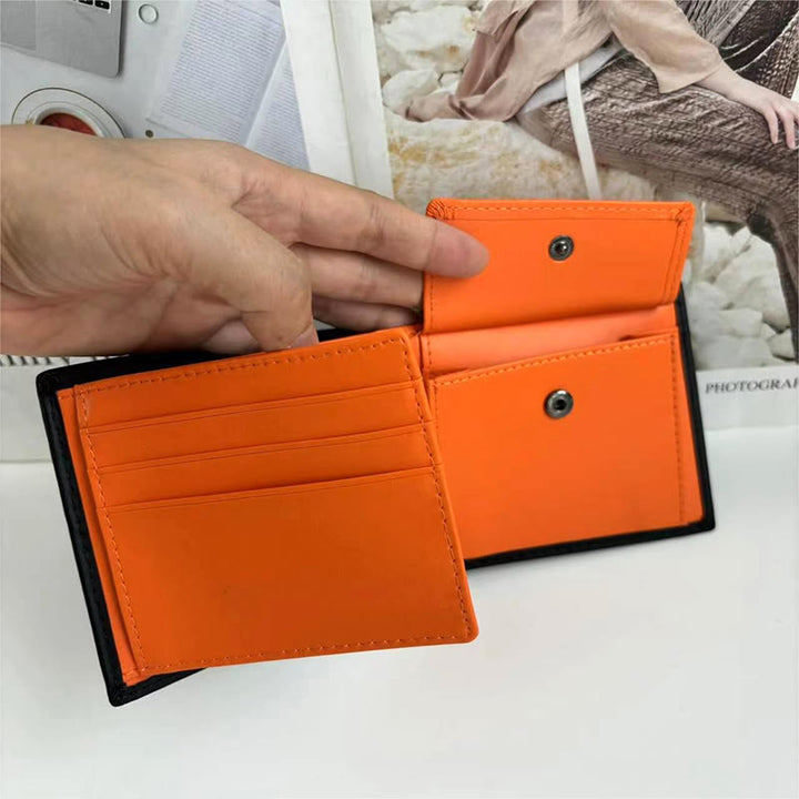 Dreifach gefaltete, schmale Lederbrieftasche mit RFID-Blockierung für Herren mit Münzfach