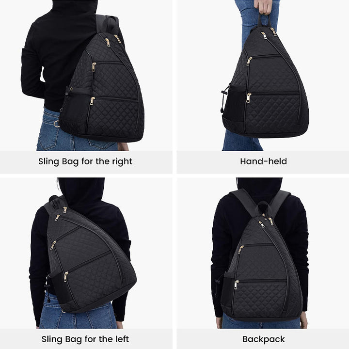 Gesteppter Pickleball-Schläger-Schulterbeutel, umwandelbarer Rucksack für Damen