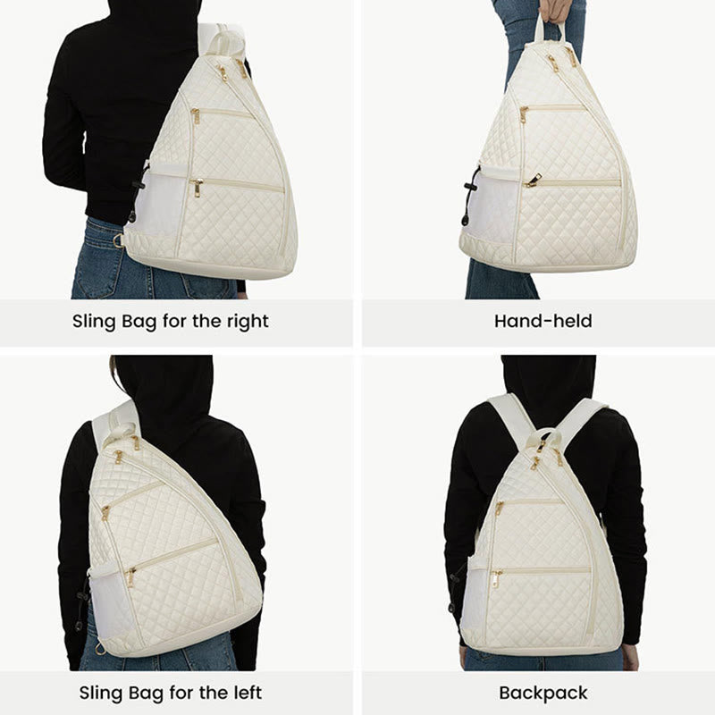 Gesteppter Pickleball-Schläger-Schulterbeutel, umwandelbarer Rucksack für Damen
