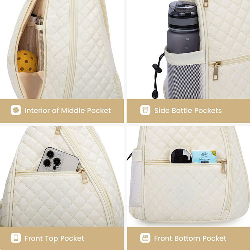 Gesteppter Pickleball-Schläger-Schulterbeutel, umwandelbarer Rucksack für Damen
