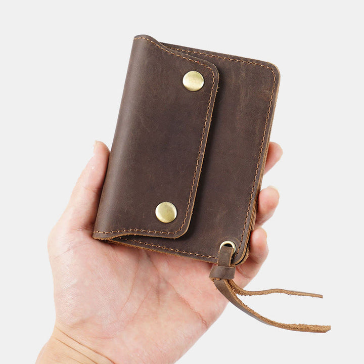 Retro-Geldbörse aus echtem Leder für Herren mit Reißverschlussfach