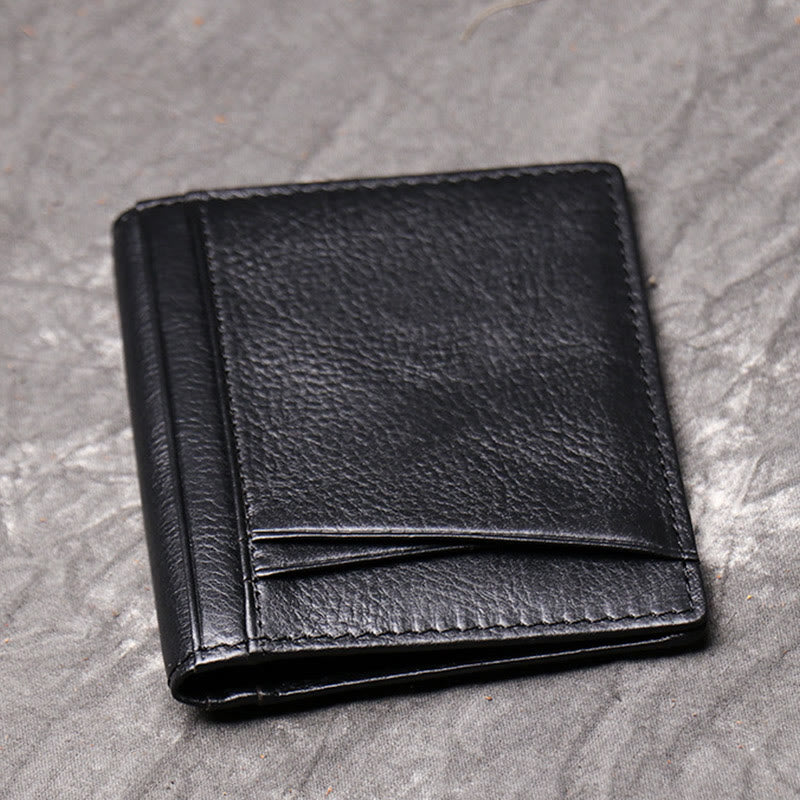 Minimalistischer Kartenhalter aus echtem Leder für Männer mit 2 Ausweisfenstern
